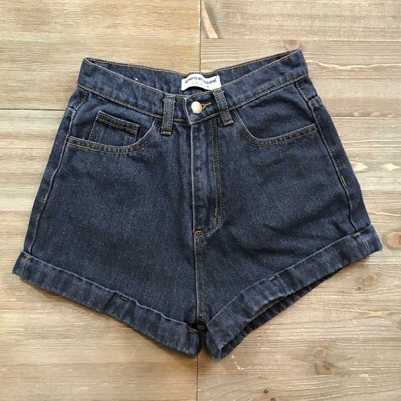 American Apparel Pants - American Apparel High Waist Jean Cuff Shorts